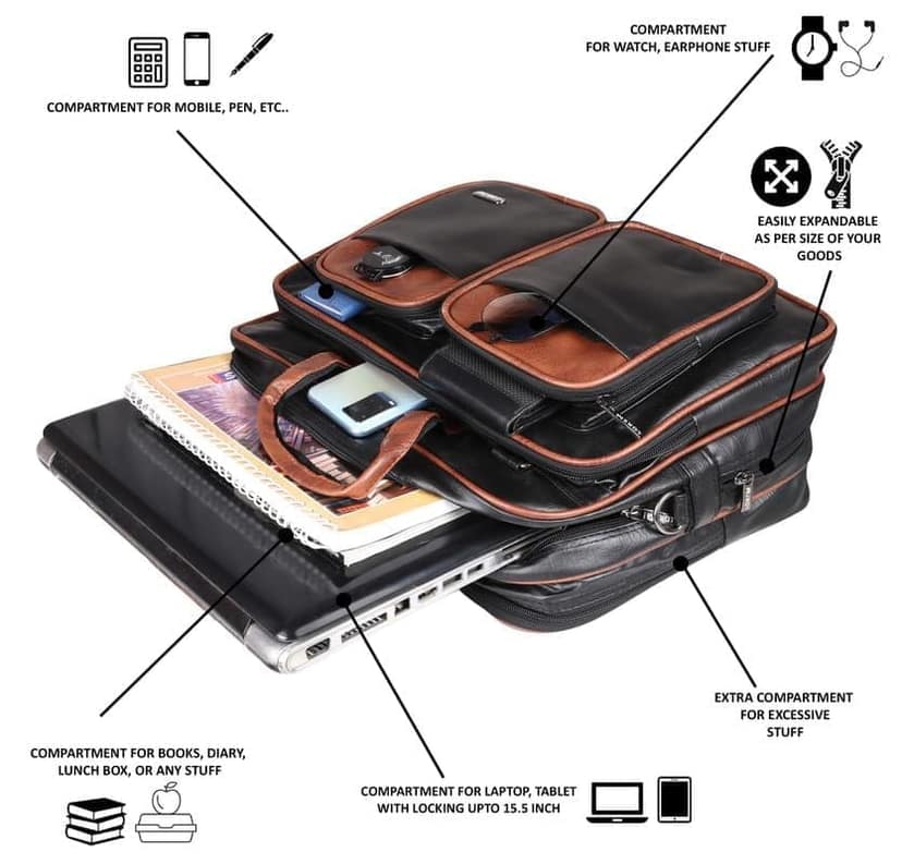 LOREM 28L Messenger Bag For Men - Faux Leather view 5