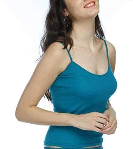 Cotton Camisole Slip with Adjustable Straps - Turquoise view 2