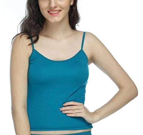 Cotton Camisole Slip with Adjustable Straps - Turquoise view 4