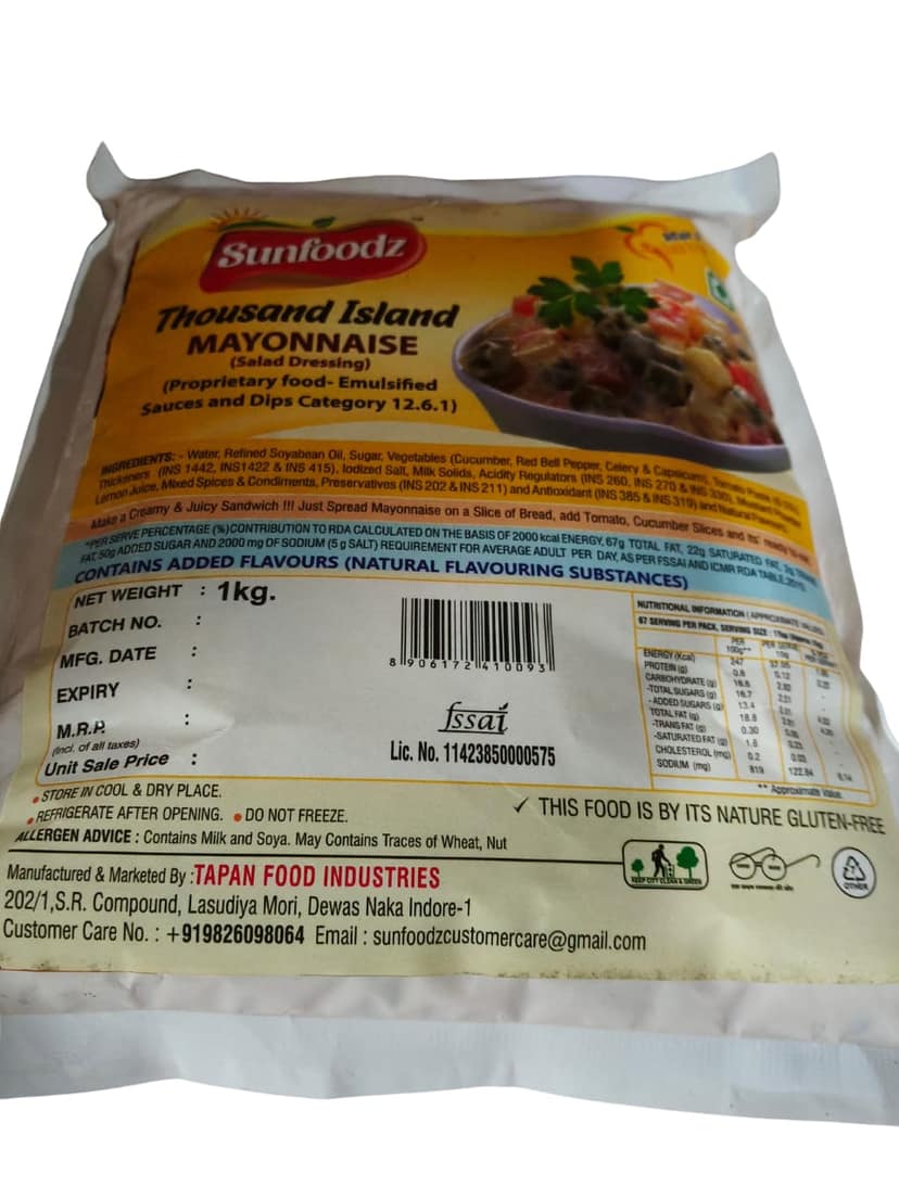 Sunfoodz Thousand Island Mayonnaise 1Kg view 2