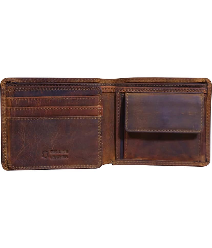 MODEWELT Khaki Leather Men's Two Fold Wallet ( Pack of 1 ) view 2