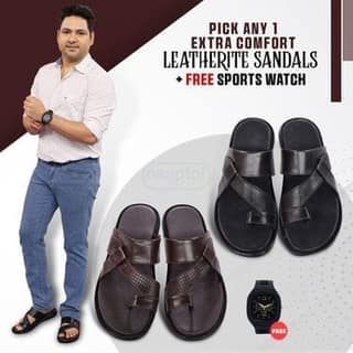 Pick Any 1 Extra Comfort Leatherite Sandals + Free Sports Watch (SW94)