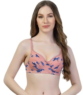ADORNSTAR Women's Cotton Padded Floral Print Non-Wired Full Coverage Bra