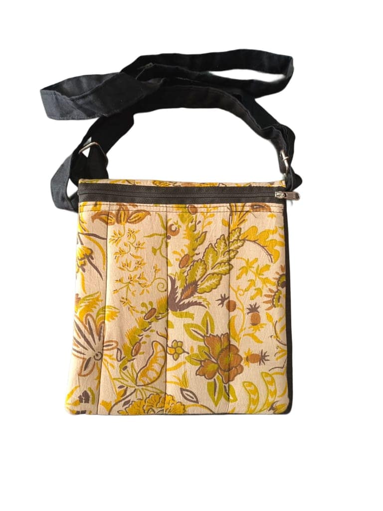 Handcrafted Floral Sling Bag with Adjustable Strap and Multiple Zippered Compartments for Women view 2