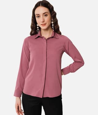 OTIRA Women Solid Poly Crepe Shirt ( Mint Green )
