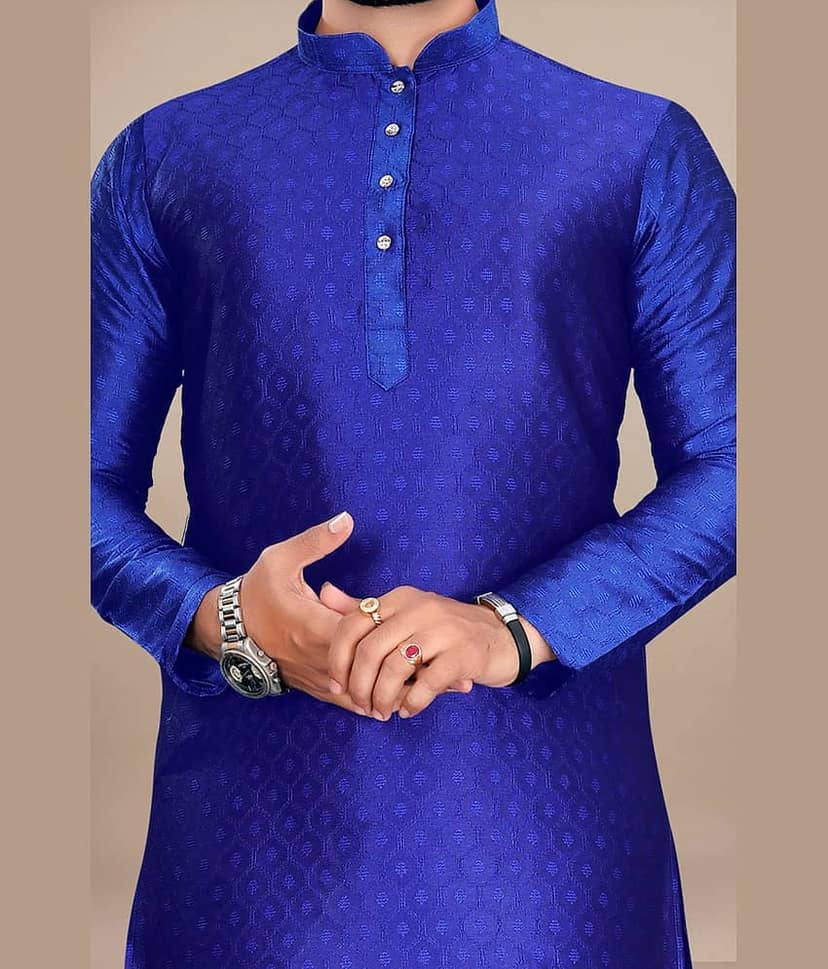 YUG ART Sea Green Silk Regular Fit Men's Kurta Pyjama Set ( Pack of 1 ) view 2