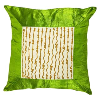 Garvi Gurjari (A Gujarat Govt Enterprise Green Mashru Hand Embroidered Cushion Cover