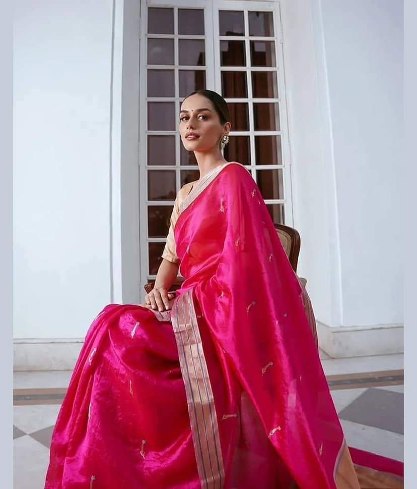 Sariya Silk Blend Woven Saree With Unstitched Blouse Piece ( Pink ) view 2