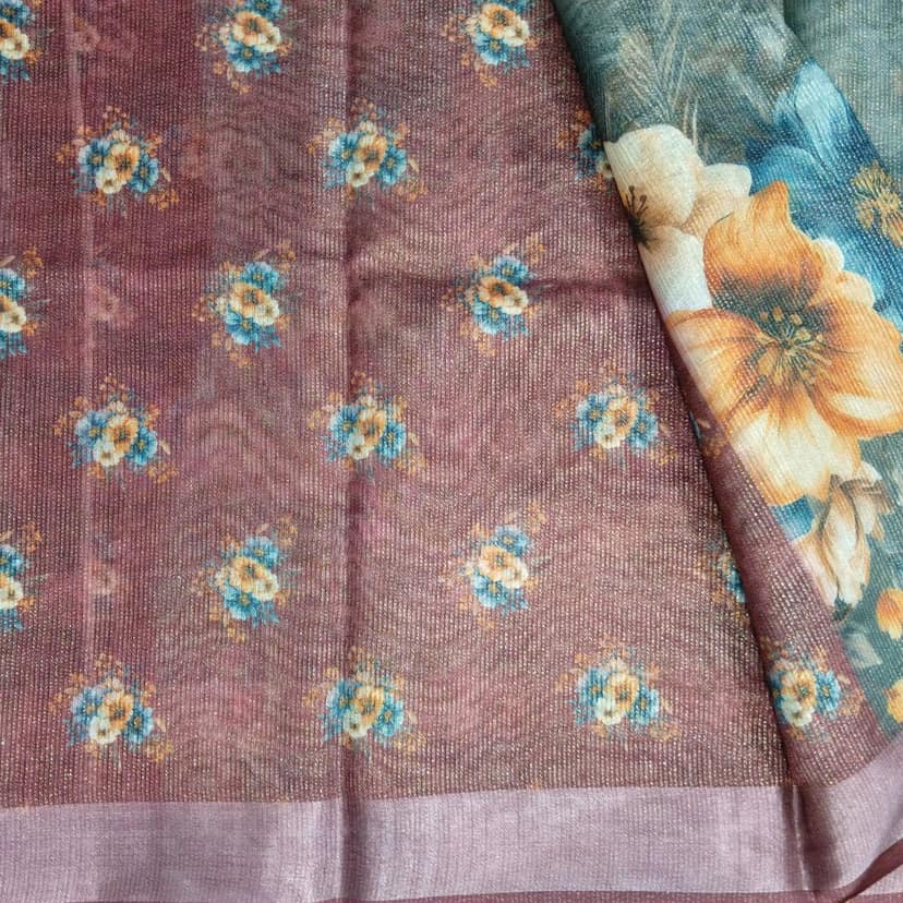 Linen Cotton Silk Saree with Blouse view 4