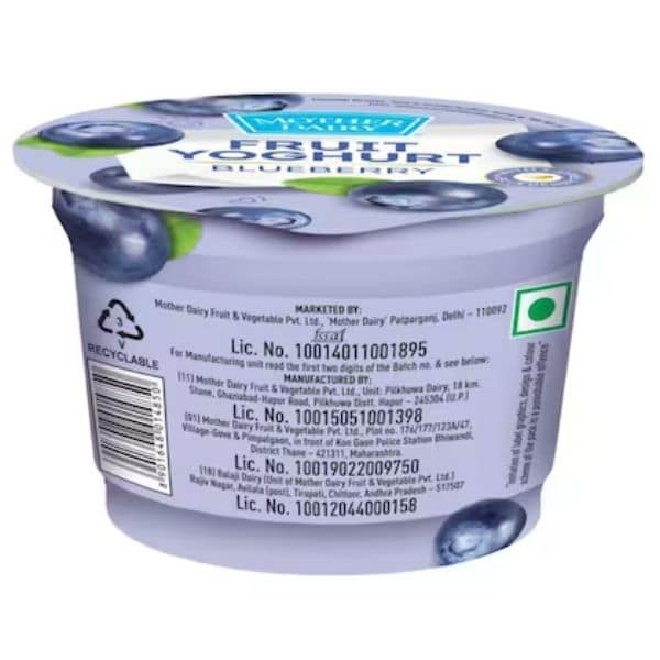 Mother Dairy Blueberry Fruit Yogurt 100 Gms view 2