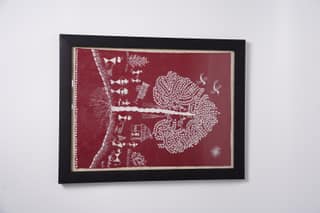 Tisser Maroon Warli Painting frame – Premium Handcrafted Eco-Friendly Product