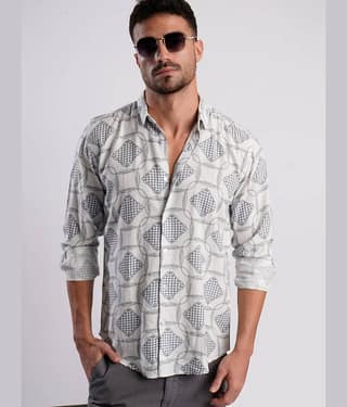 IVOC Rayon Slim Fit Printed Full Sleeves Men's Casual Shirt - White ( Pack of 1 )