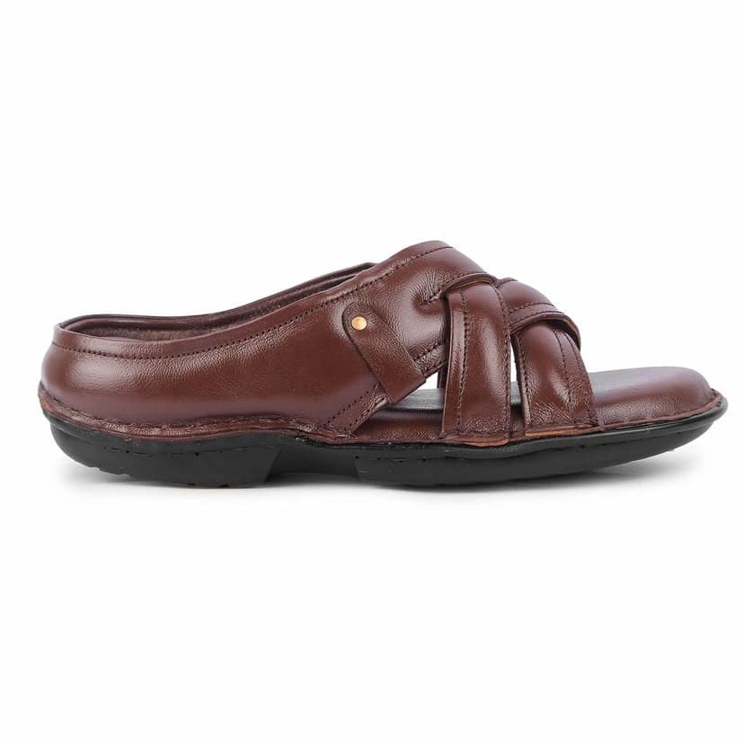 FEATHER LEATHER Men's Genuine Leather Comfortable & Fashionable Flip Flops Slipper | Casual Indoor / Outdoor / Cross Strip Chappal view 10