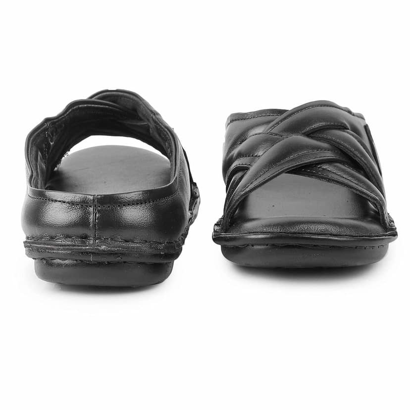 FEATHER LEATHER Men's Genuine Leather Comfortable & Fashionable Flip Flops Slipper | Casual Indoor / Outdoor / Cross Strip Chappal view 4