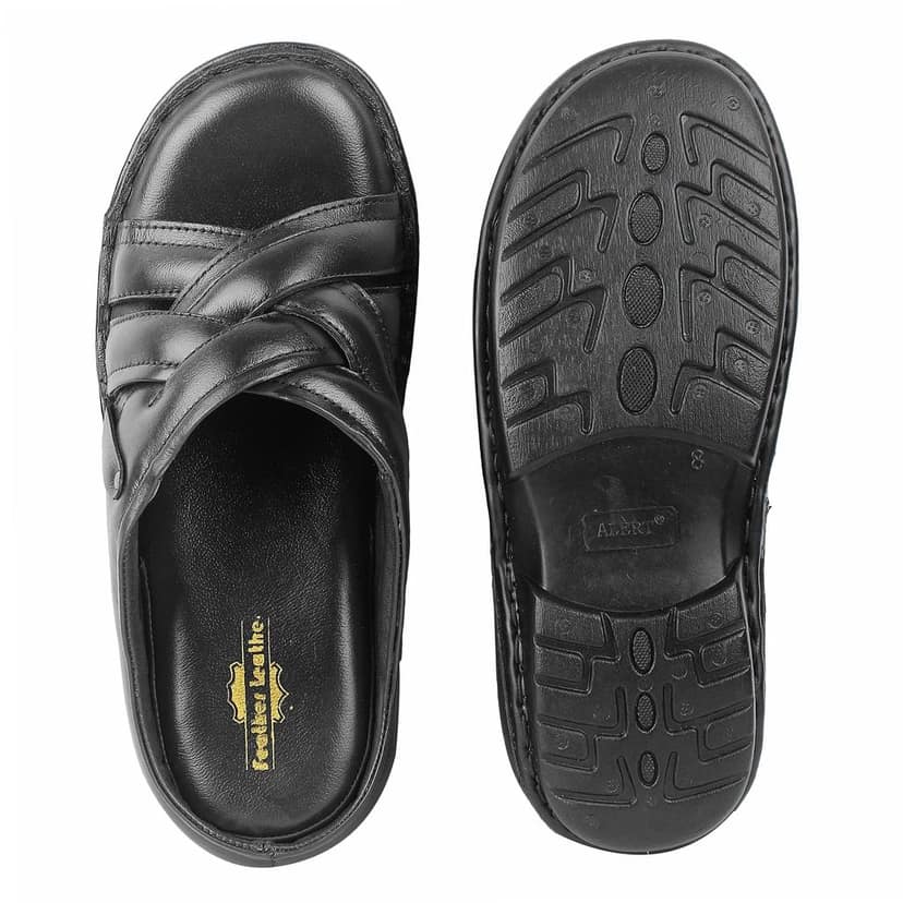 FEATHER LEATHER Men's Genuine Leather Comfortable & Fashionable Flip Flops Slipper | Casual Indoor / Outdoor / Cross Strip Chappal view 7
