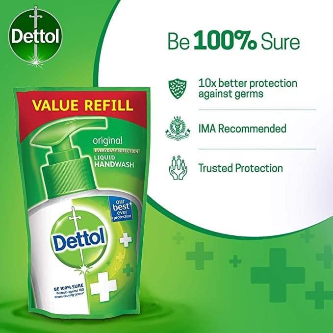 Dettol Original Germ Protection Hand Wash Liquid Soap Refill, 175 ml view 2