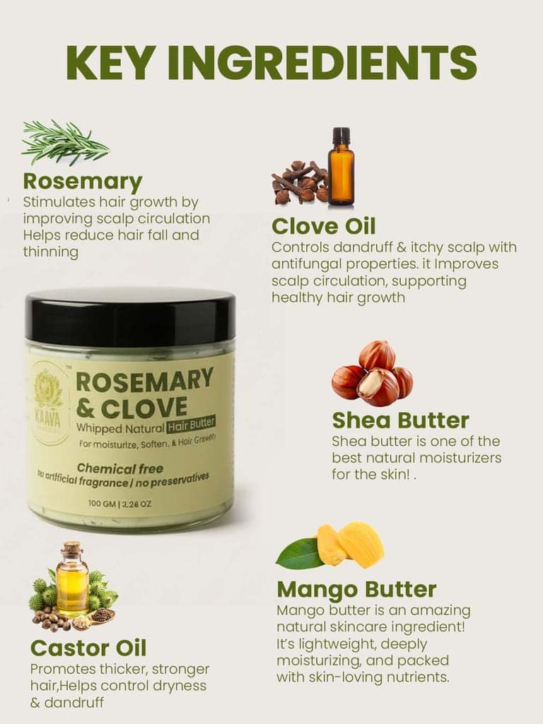 Kaaya Natural Rosemary & Clove Whipped Natural Hair Butter – 100gm view 3