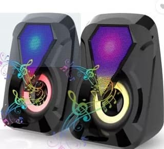 Multimedia Sound Bass Speakers with Colourful LED Modes System for PC Laptop 3 W Laptop/Desktop Speaker (Black, 2.0 Channel)