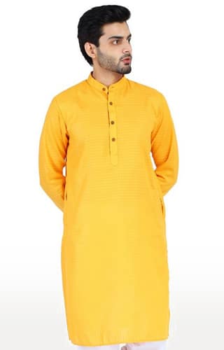 Tahvo Men Yellow Slim Fit Kurta