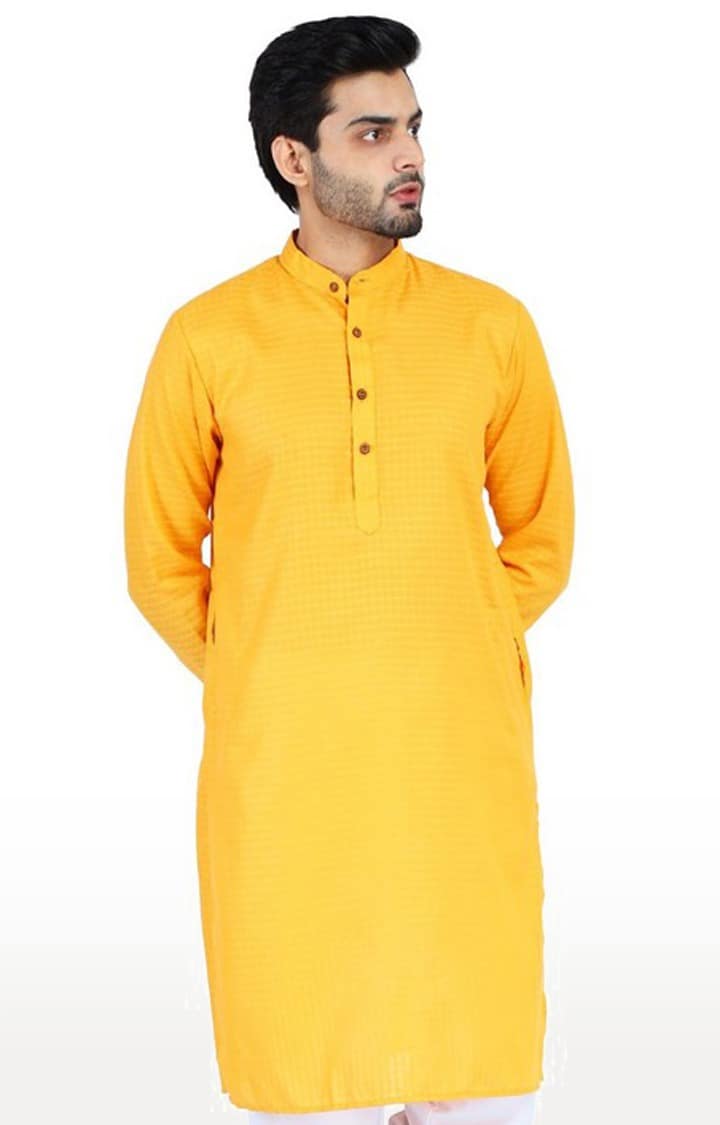 Tahvo Men Yellow Slim Fit Kurta