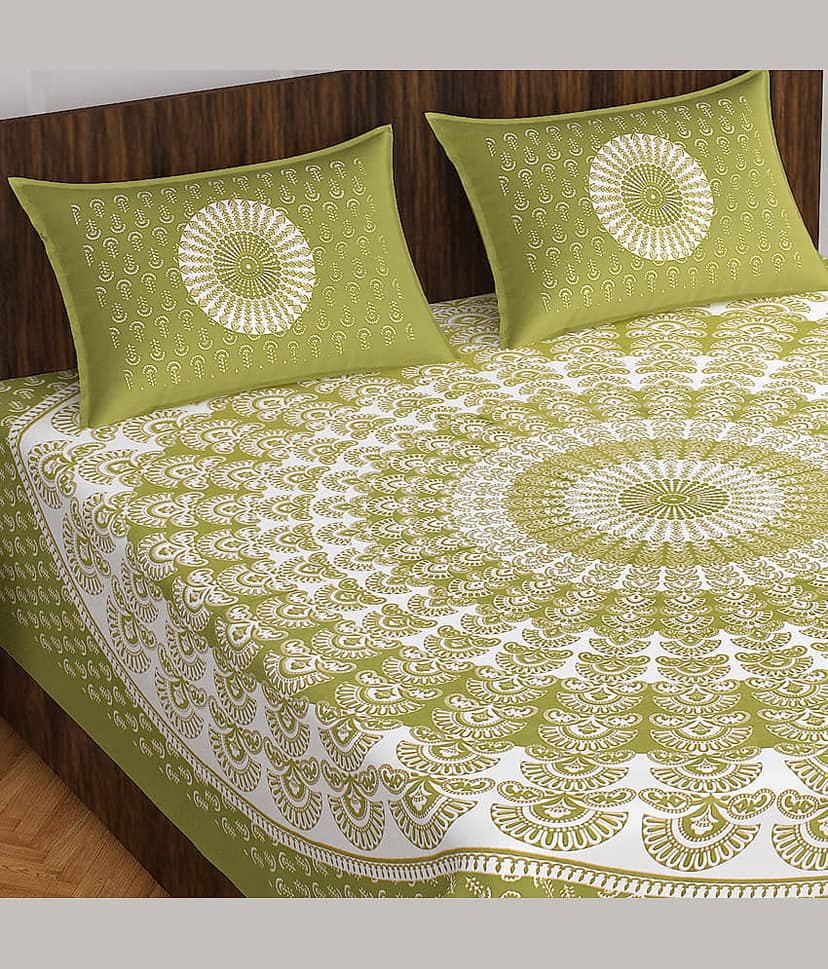 Cosito Cotton 1 Double Bedsheet with 2 Pillow Covers ( Multicolor ) view 2
