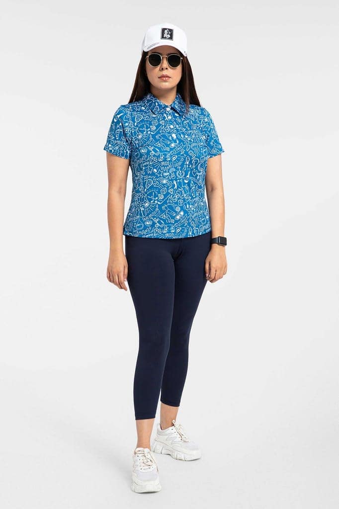 Blue Doodle Women AH Polo Shirt view 3