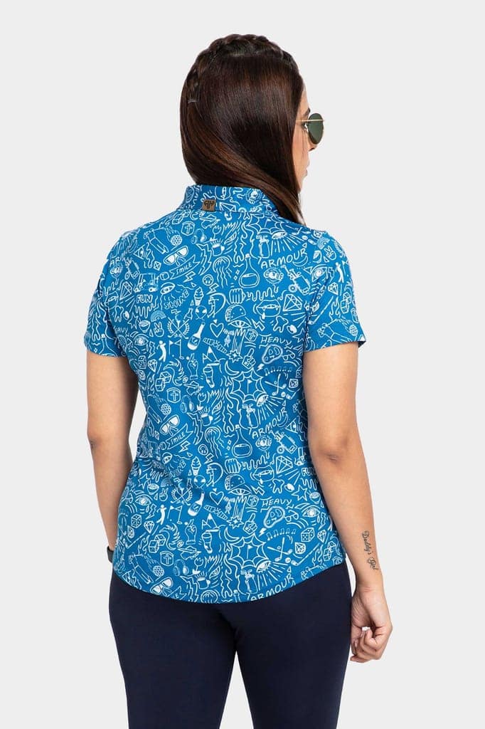 Blue Doodle Women AH Polo Shirt view 5