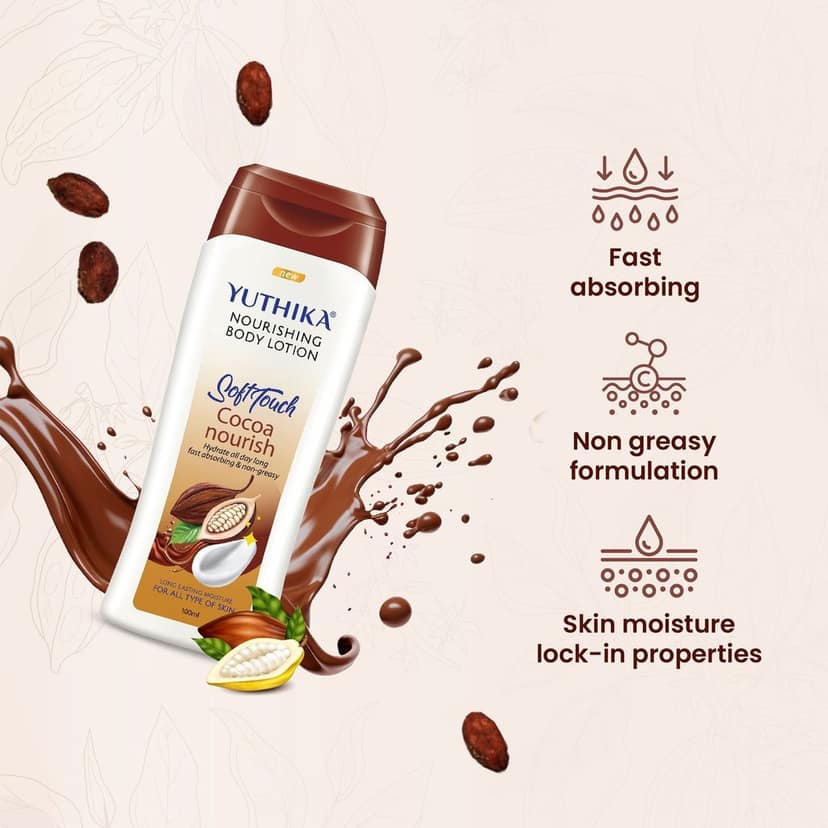 Yuthika Cocoa Nourish Body Lotion 100ml Pack of 2 Soft Touch Cocoa Body Lotion for Long Lasting Moisture & Soothing Skin view 4