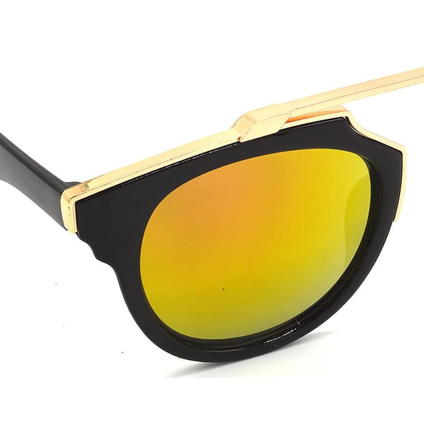 Hrinkar Golden Wrap-around Stylish Goggles Golden Frame Sunglasses for Men & Women - HRS428-BK-GLD view 4