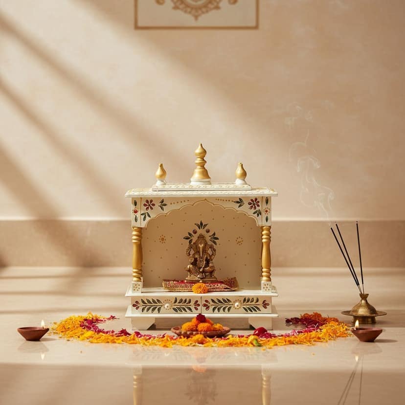 Hand Painted White Temple For Home view 2