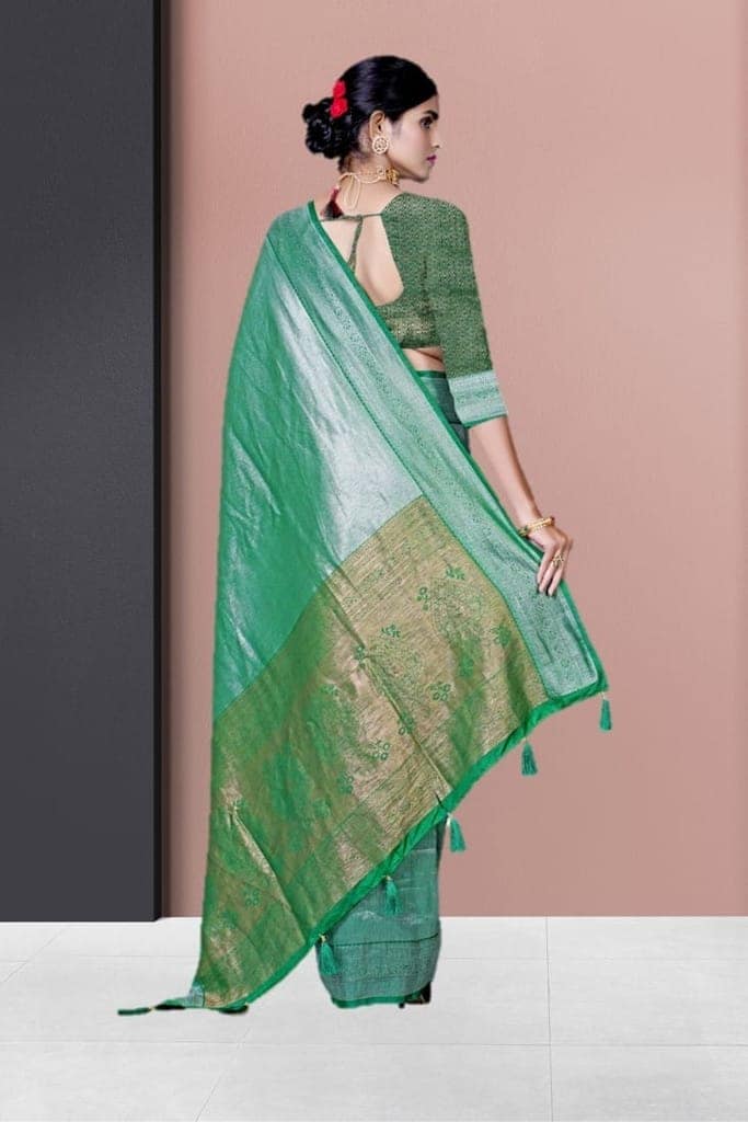 Green Dharmavaram Tissue Silk Saree view 2