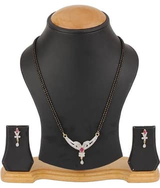 Youbella Silver Alloy Mangalsutra Set With Chain
