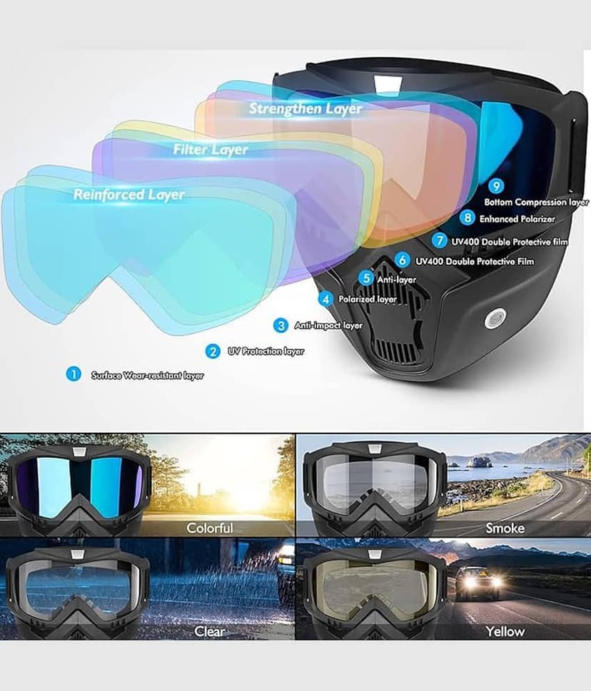 Radhe Creation Day & Night HD Vision Multicolour Riding Goggles ( Pack of 1 ) view 2