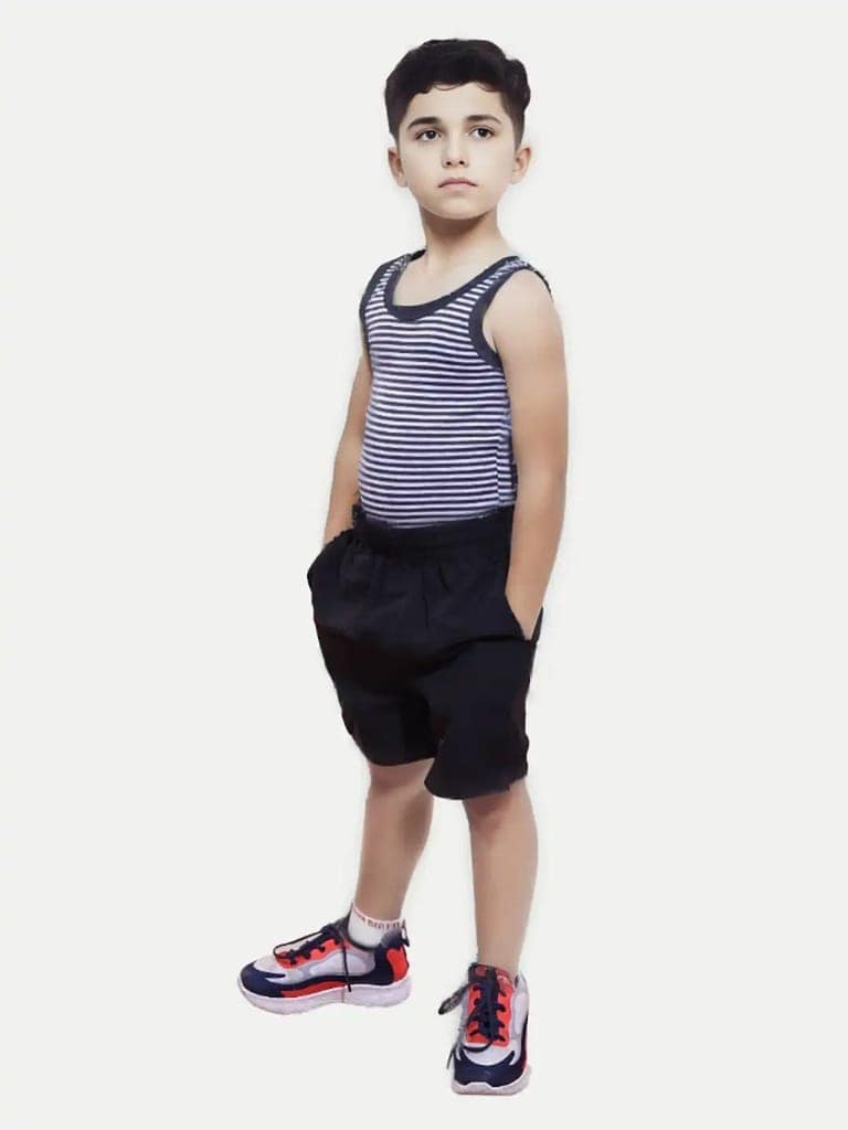 Boys Black Striped Tank view 2