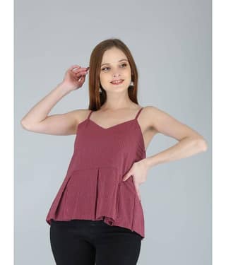 NeshamaKurti - Maroon Rayon Women's Peplum Top ( Pack of 1 )