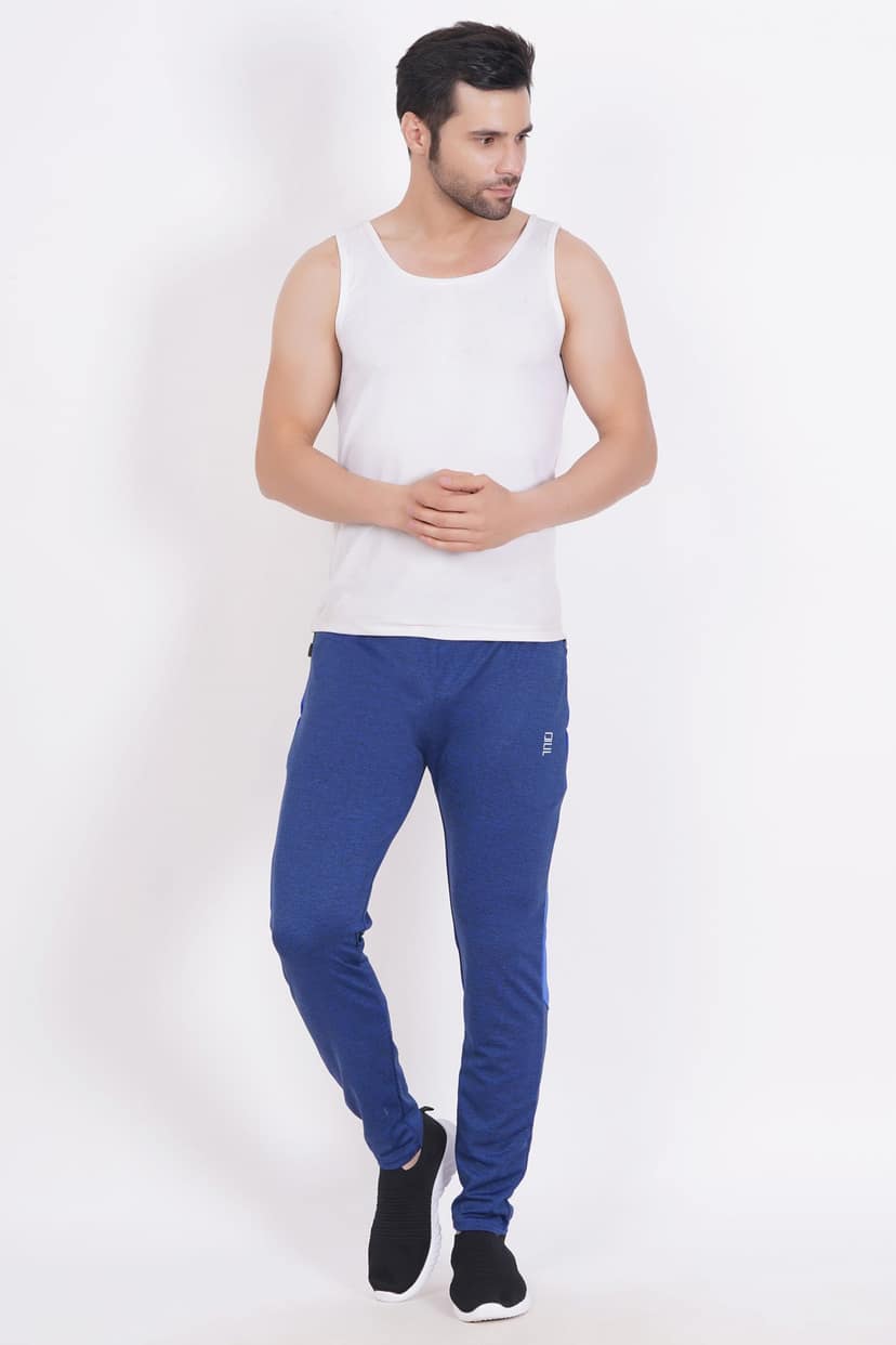 Men's Activewear Airforce Blue Track Pants with Drawstring and Zippered Pockets 1 set view 2