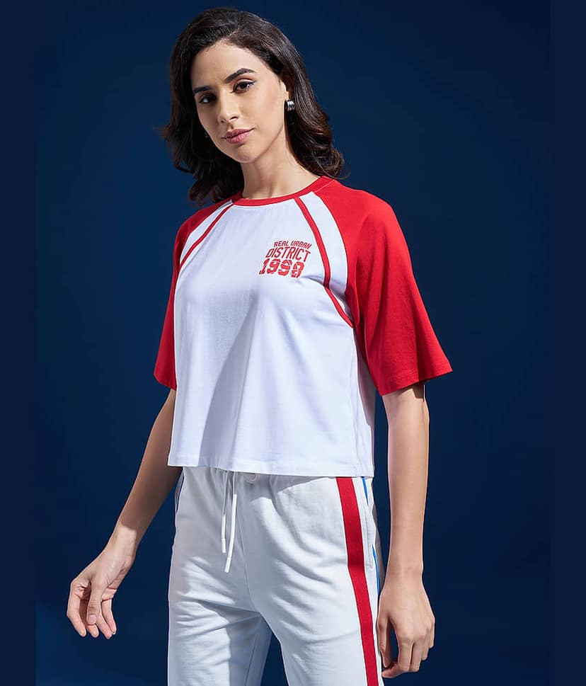 Tokyo Talkies Women Cotton Oversized Fit Round Neck T-Shirt ( Multicolor ) view 4