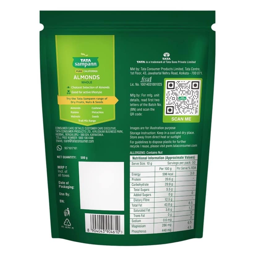 Tata Sampann Pure California Almonds Whole 500 g | Badam Giri view 6