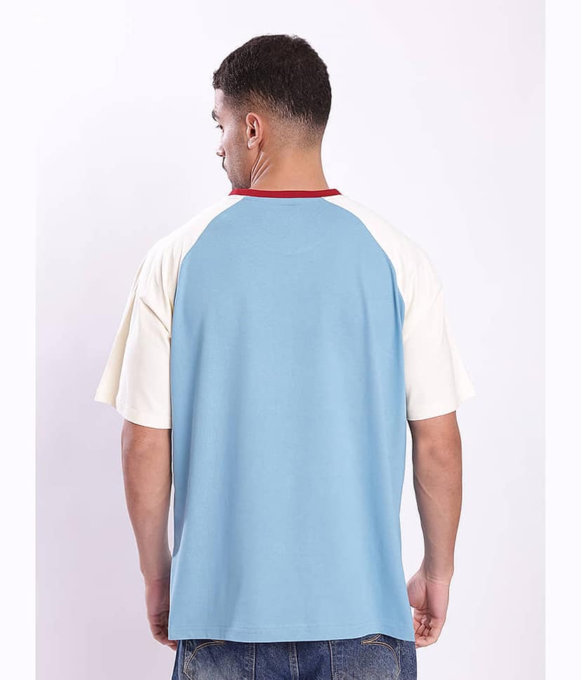Bene Kleed Men 100% Cotton Oversized Fit Printed T-Shirt ( Blue ) view 4