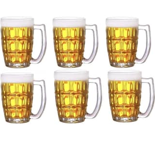 Executive Beer Mug with Handle | Glasses for Beer, Juice | Scratch Resistant & Easy to Clean | Dishwasher Safe Mug | Transparent (400 ml)