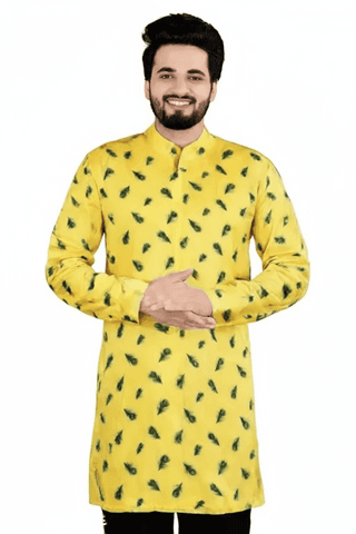 Fashionable Mayur Pankh Printed Pure Cotton Kurta for Men