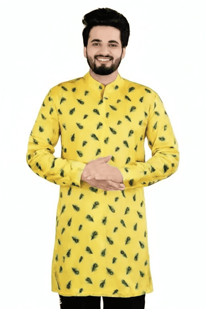 Fashionable Mayur Pankh Printed Pure Cotton Kurta for Men