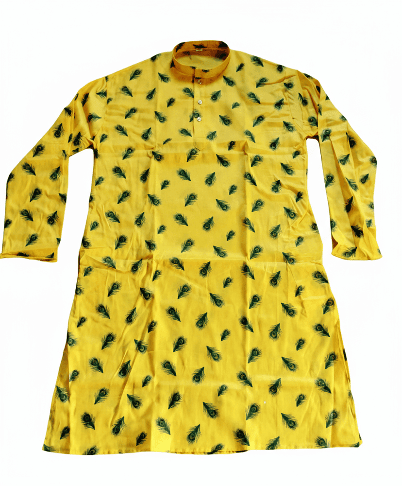 Fashionable Mayur Pankh Printed Pure Cotton Kurta for Men view 3