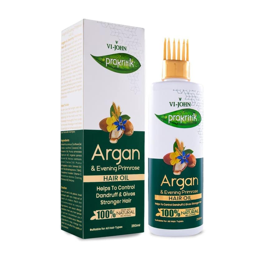 VI-JOHN Prakritik Argan & Evening Primrose Hair Oil for Men & Women | 250ml | Controls Dandruff | Stronger Hair | 100% Natural Bio Actives | Cruelty-free | Paraben Free | Vegan | Dermatologist Approved | All Hair Types view 3