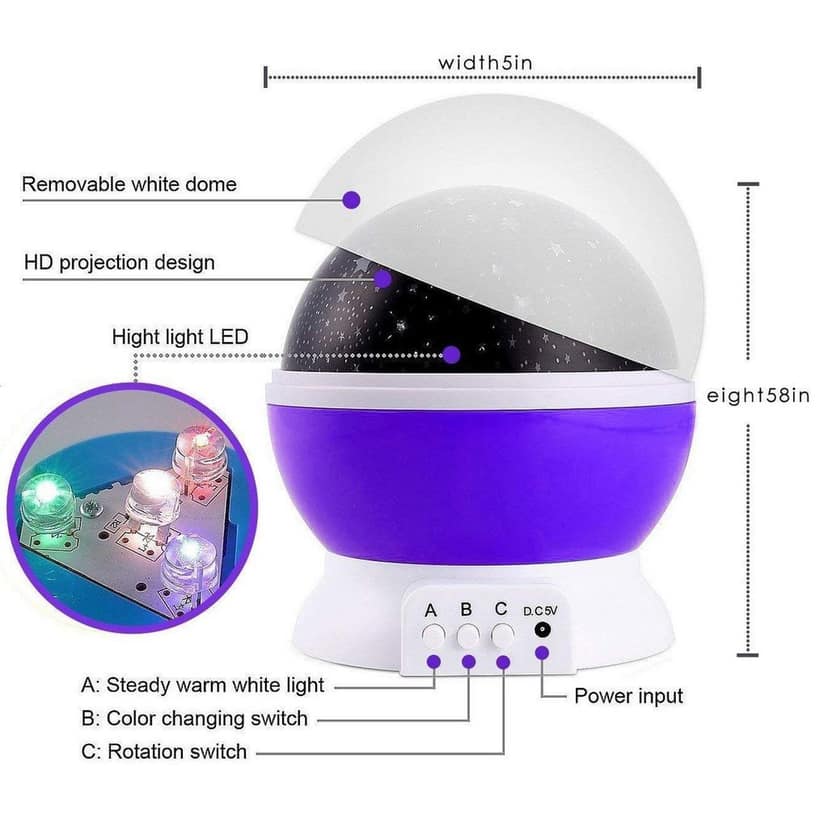 Star Master Rotating 360 Degree Moon Night Light Lamp Projector with Colors and USB Cable,Lamp for Kids Room Night Bulb view 6