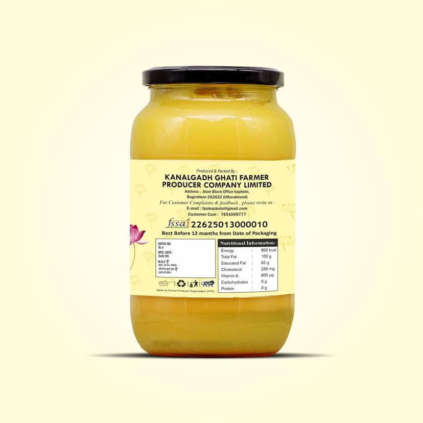 Pure Desi Badri Cow Ghee – 500 gm | Homemade, A2 Gir Cow Milk | 100% Pure & Unmixed | A2 Milk | Glass Jar view 3