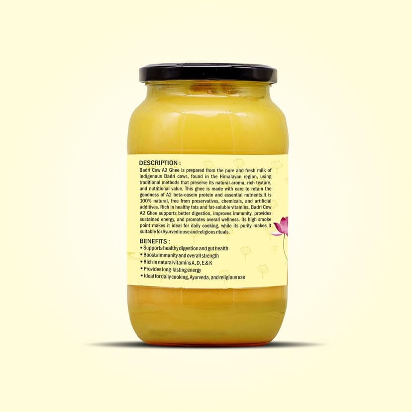 Pure Desi Badri Cow Ghee – 500 gm | Homemade, A2 Gir Cow Milk | 100% Pure & Unmixed | A2 Milk | Glass Jar view 4