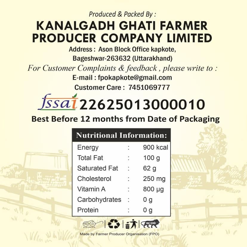 Pure Desi Badri Cow Ghee – 500 gm | Homemade, A2 Gir Cow Milk | 100% Pure & Unmixed | A2 Milk | Glass Jar view 6