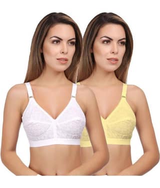 Eve's Beauty Pack of 2 Cotton Non Padded Women's Vintage Bra ( Multi Color )