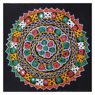Garvi Gurjari (A Gujarat Govt Enterprise) Cotton Multicolor Hand Embroidered Patch with Mirror Work(GGCMEP56)